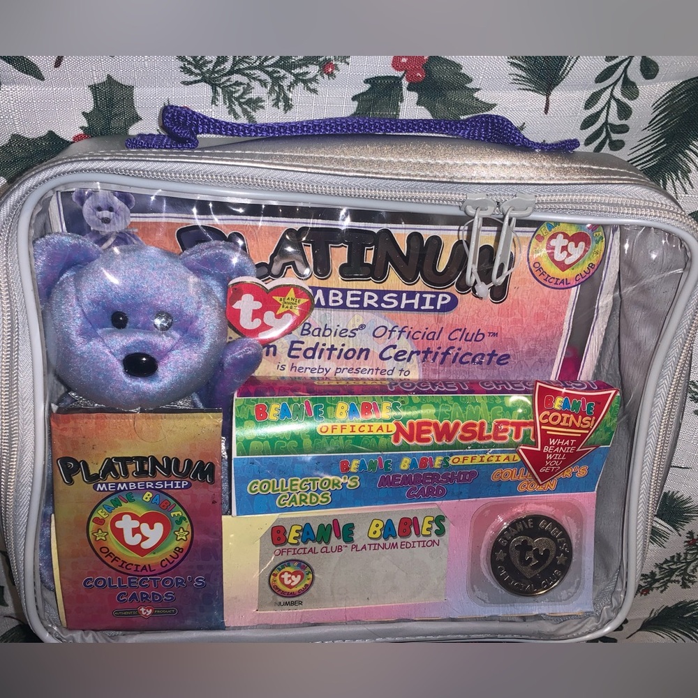 Ty Beanie Babies Platinum Membership Set with Sparkly Purple Bear